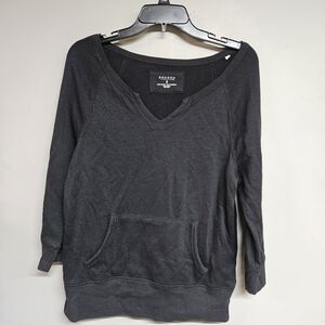 Sonoma Women's Small Black V-Neck Sweatshirt 3/4 Sleeves